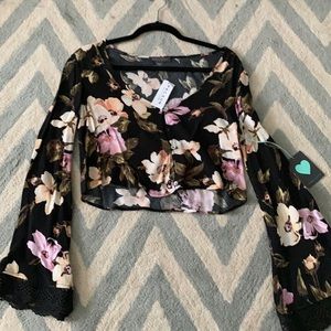 Bell sleeve flowered top